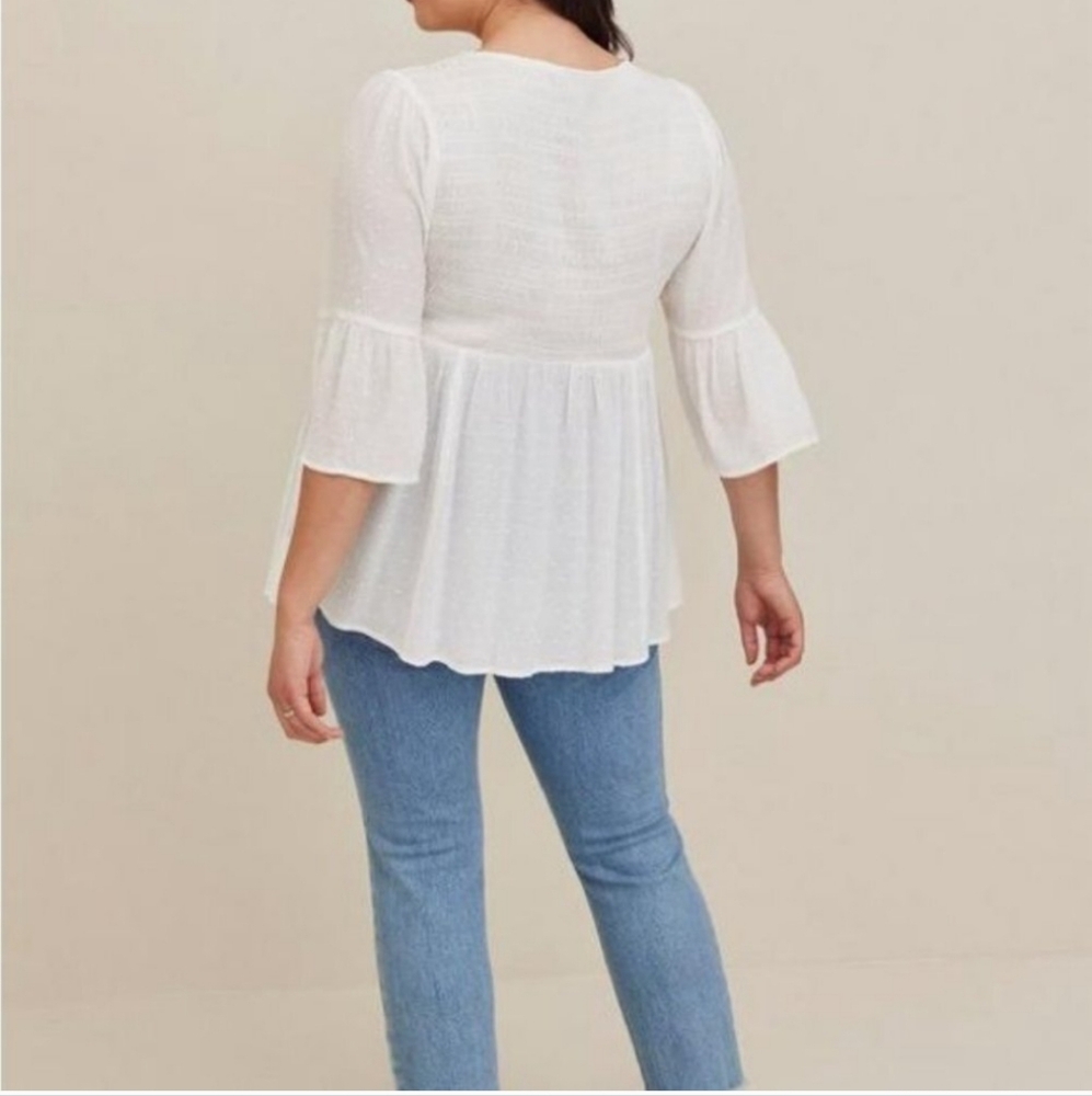 Torrid Crinkled Gauzey Crochet Top - Picture 3 of 4